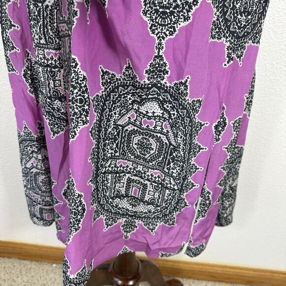 Anthropologie Maeve Dress Women XS Purple Black Silk Chiffon Tank Midi Boho - Picture 8 of 16